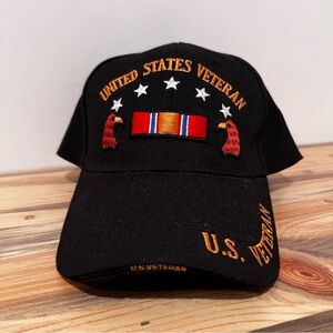 Black U.S. Veteran Cap with Embroidery